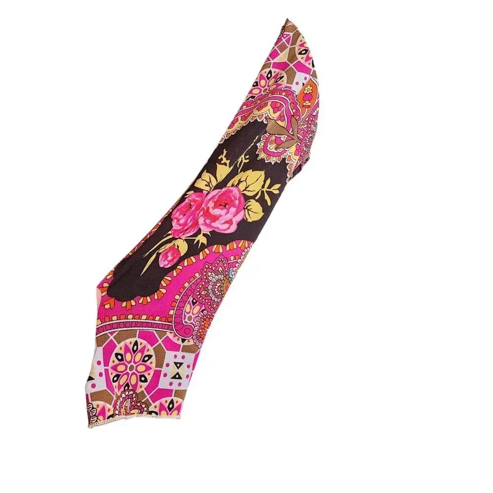 Y2k Caia Asymmetrical Long Sleeve Colorful Paisley Rose Floral Geometric Top L - Picture 2 of 8